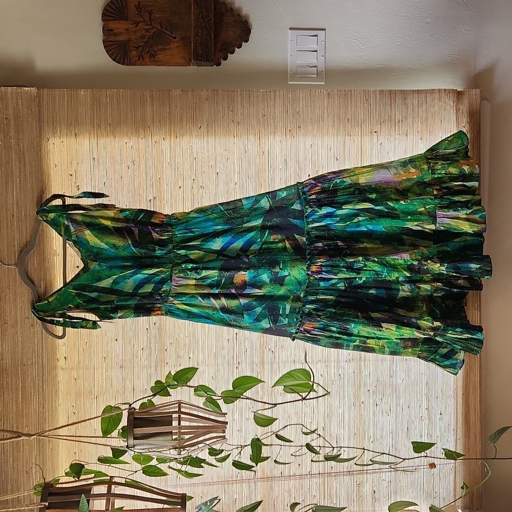 Soft Surroundings Maxi Dress Floral Greens Size XS